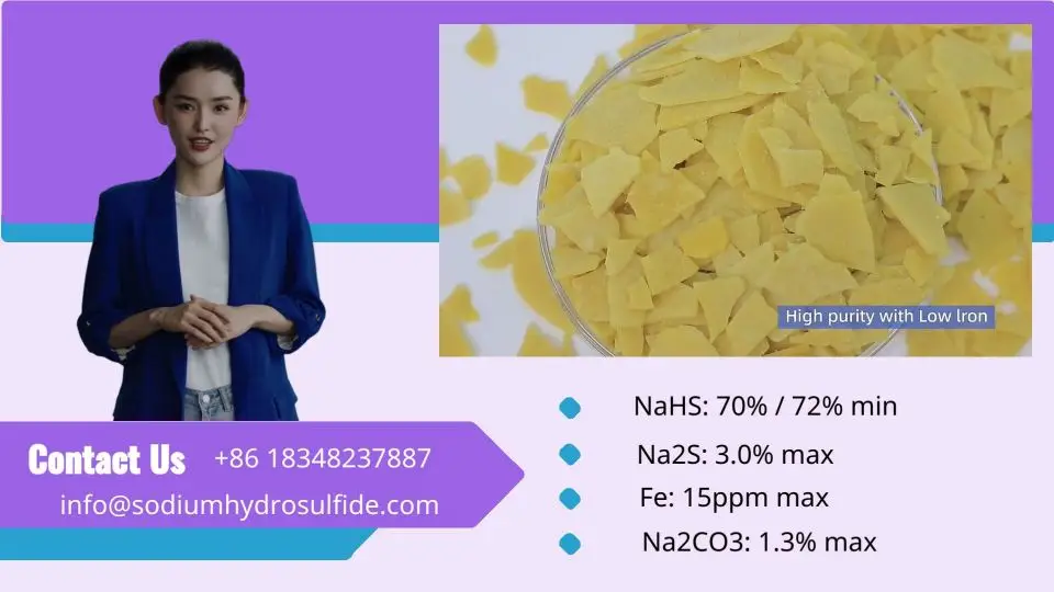 low iron sodium hydrosulfide factory flakes 70%